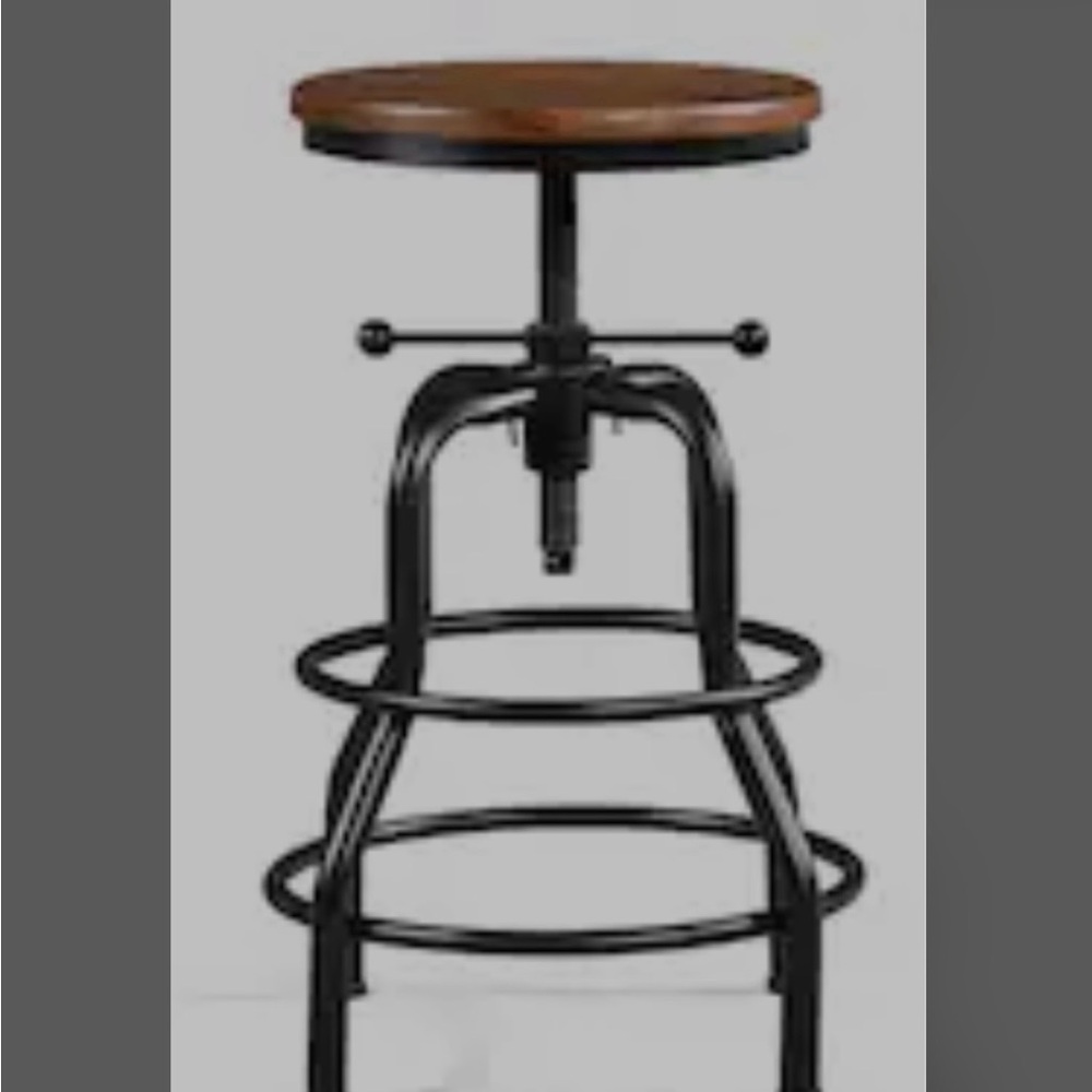 Brown and Black Industrial Accent Stool with Adjustable Height